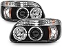 AKKON - For Ford Explorer Black Bezel Dual Halo Ring LED 1pc Design Projector Headlights Front Lamps Replacement