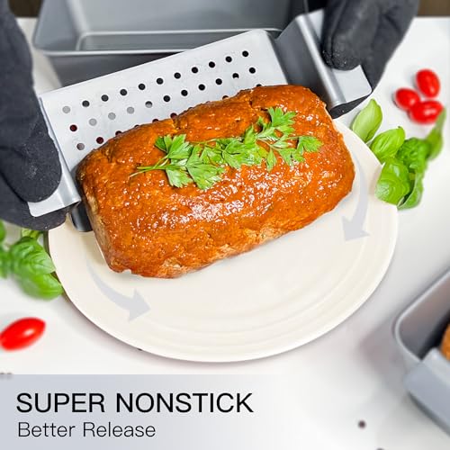 HONGBAKE Bread Tin Loaf Tin, Meatloaf Pan with Drain Tray, 9 x 5 Inches Loaf Pans with Insert, Nonstick Meat Loaf for Baking, Reduce The Fat and Kick Up The Flavor(24x13.4x7.6cm) - Image 5