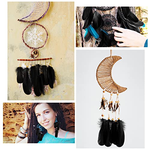 500 Pcs Halloween Black Assorted Crafts Feathers 4 Styles Mixed Feathers Black Feathers For Crafts Chicken Turkey Goose Feathers Supplies For Diy Wedding Home Party Costume Clothing Accessories #TOP4