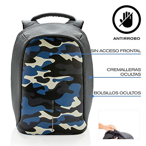 XDDesign Bobby Compact Print Anti-Theft Laptop USB Backpack Camouflage Blue2