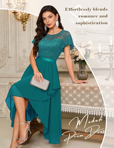 Image of Wedtrend Women's Formal Wedding Guest Dress Ruffle Bridesmaid Dress Flutter Sleeve Prom Dresses for Teens