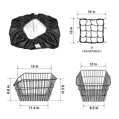 image for ANZOME Rear Bike Basket, Waterproof Metal Wire Bicycle Basket with Adj