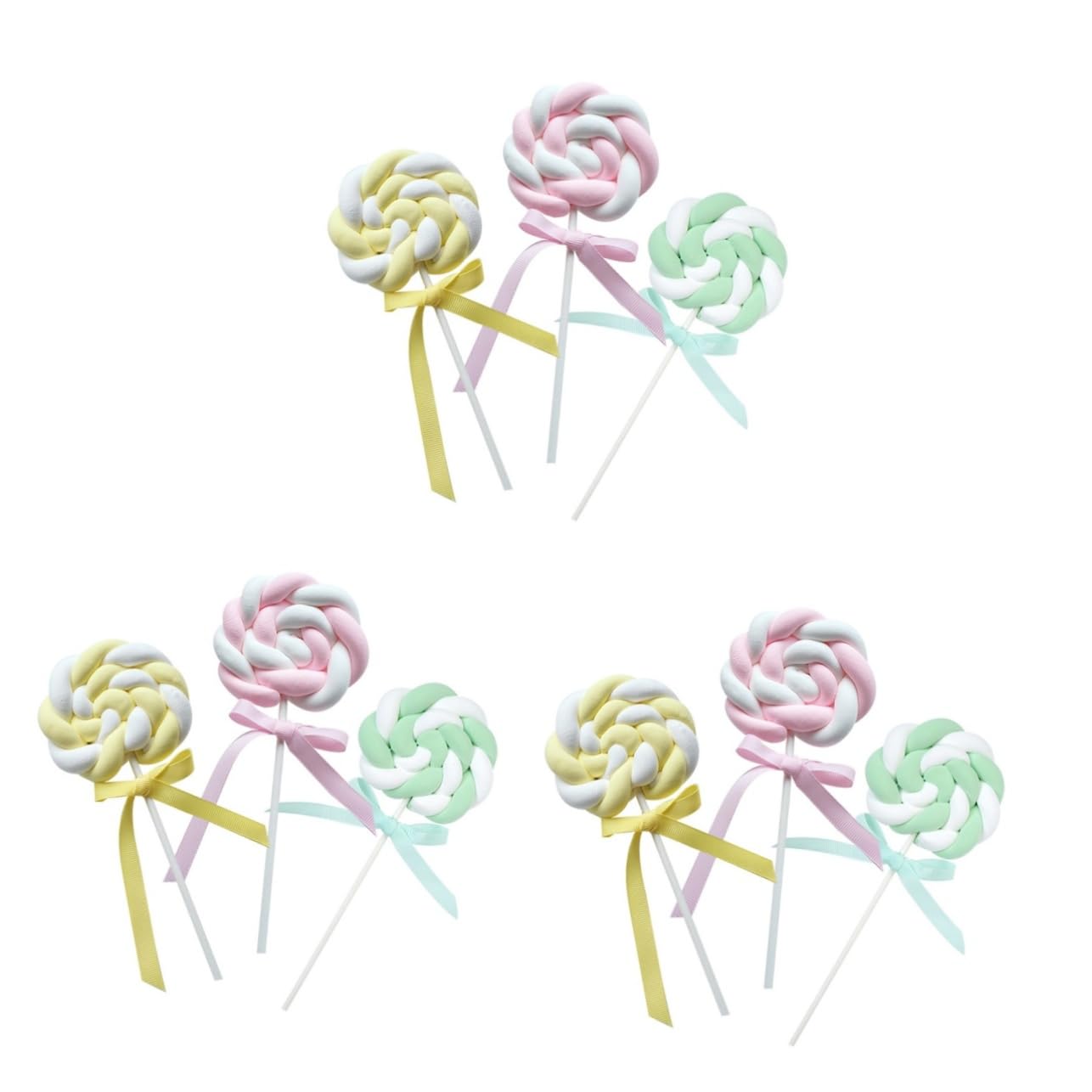 Sucette de simulation en argile Cabilock pour décor de gâteau et fête | 9 pièces