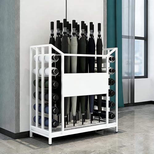 CLLXDZ Paragüero de Metal, Umbrella Stand de Interior con Bandeja Recogegotas y Diseño Hueco Abierto, Organizador Decorativo para la Entrada de Hoteles y Oficinas(White)