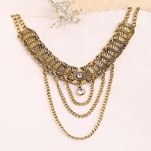 Image of SOHI Contemporary Necklace for Women and Girls, Necklace with Chain detailing for women, Statement jewellery, Fashion Jewellery for women, Imitation, ladies