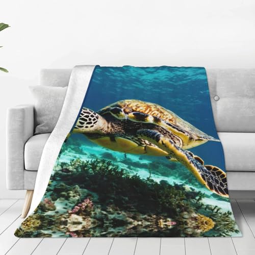 ERSDWRE Lord Howe Island - Manta gruesa con estampado de tortuga marina, cálida y acogedora, manta de franela suave para cama, sofá, camping, viajes