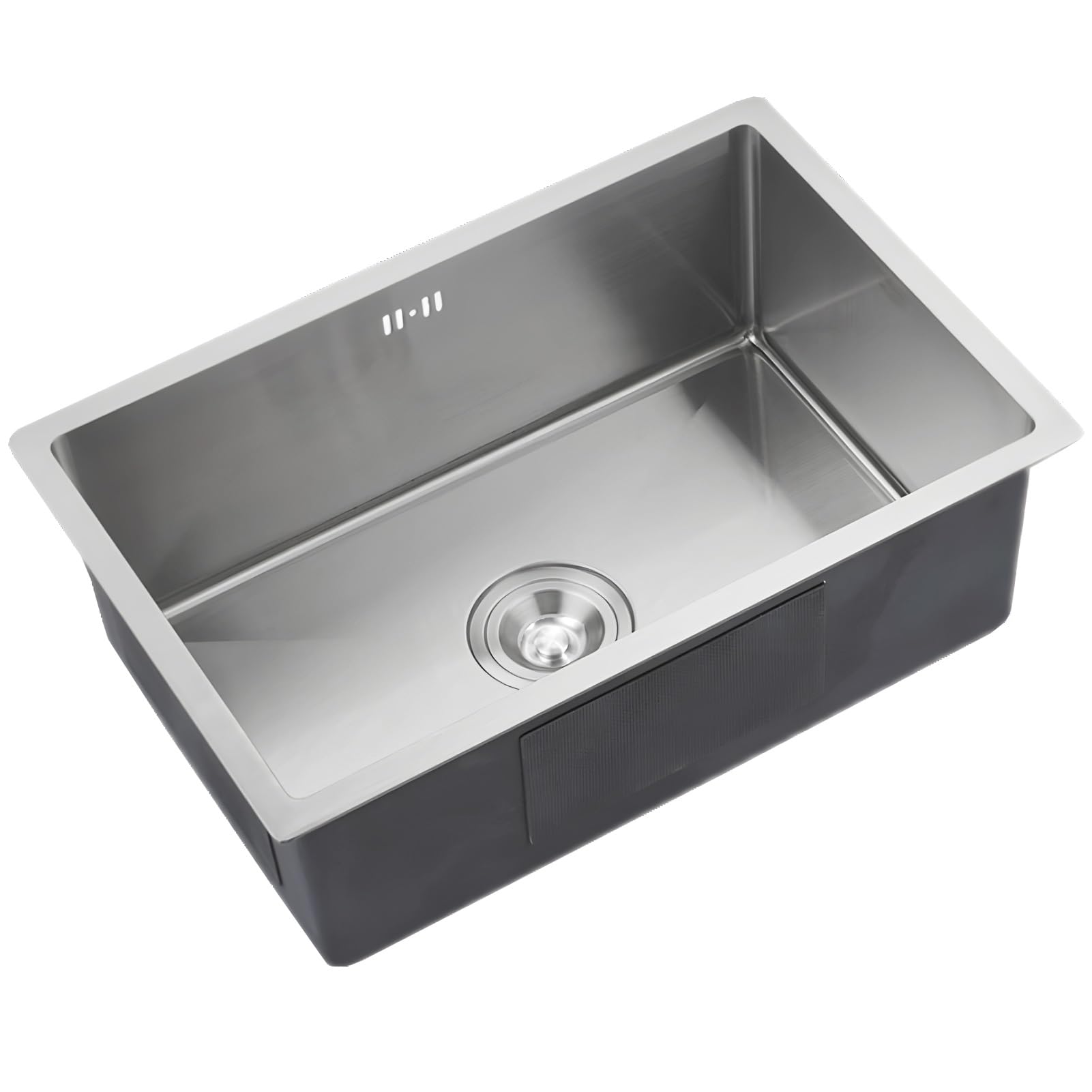 Lavello da Incasso Quadrato in Acciaio Inox, Vasca Singola, lavello Compatto per Piccole cucine, salvaspazio, Superficie con Rivestimento Nano con Kit di Scarico (Argento, 55x40 cm)