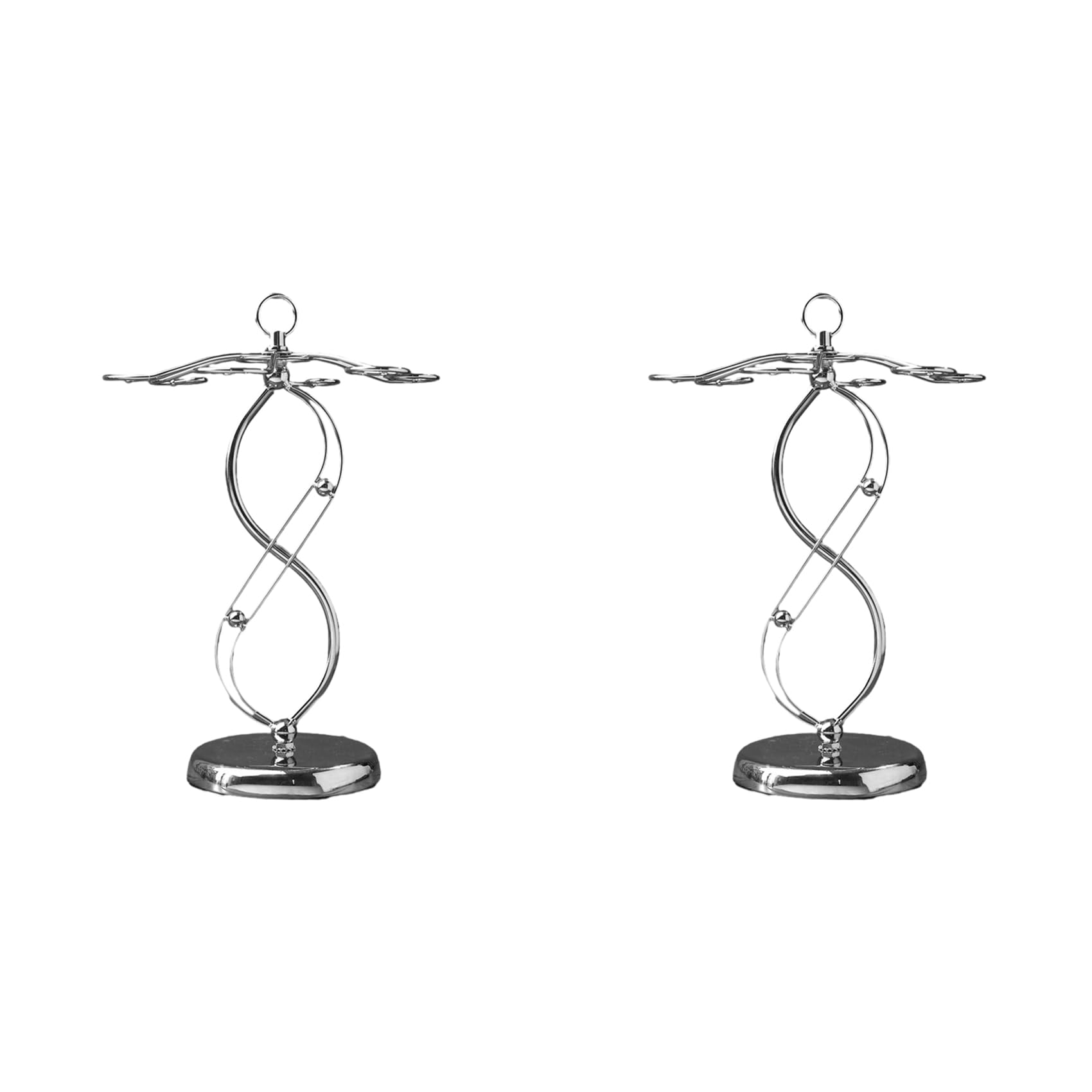 Hndhbfgrt 2X Iron Countertop Wine Glass Holder with Scrollwork Design, Freestanding Tabletop Stemware Storage Rack with 6 Hooks