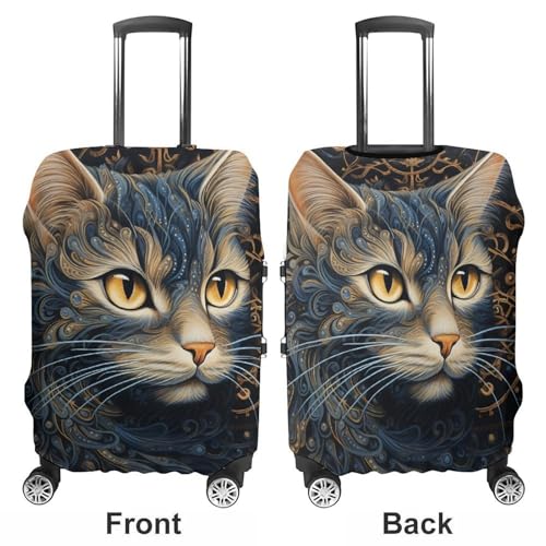 Drawing of A Cat Luggage Cover, Elastic Luggage Protector Fits 19-32in Suitcases, Washable & Anti-Scratch Suitcase Cover for Men Women L3