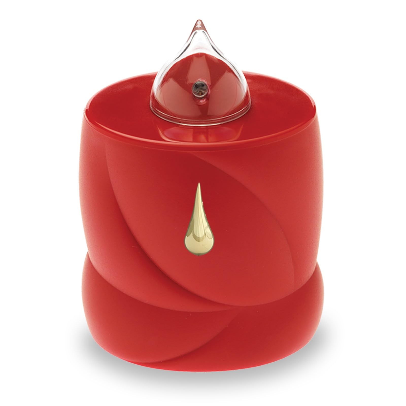 AROBA 2x LED Grabkerze Trauerlicht - Flackereffekt wie echte Kerze - lange Brenndauer bis 200 Tage - wiederverwendbar Friedhofskerze Gedenkkerze Dauerkerze - rot Träne