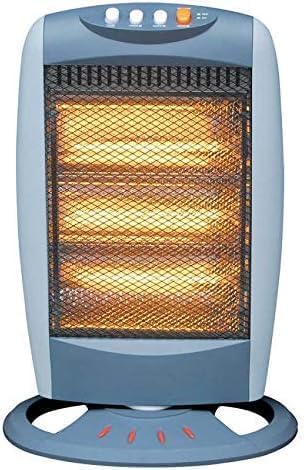 Calefactor Estufa Halógena de 3 Tubos Portátil Eléctrico, Bajo Consumo, Sistema de Seguridad Anti-caídas y Regulable en 3 Niveles hasta 1200W (Gris)