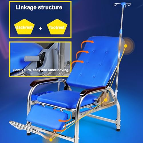 Fauteuil inclinable réglable avec perche IV et accoudoir pour les procédures de prélèvement sanguin dans les environnements médicaux et spa