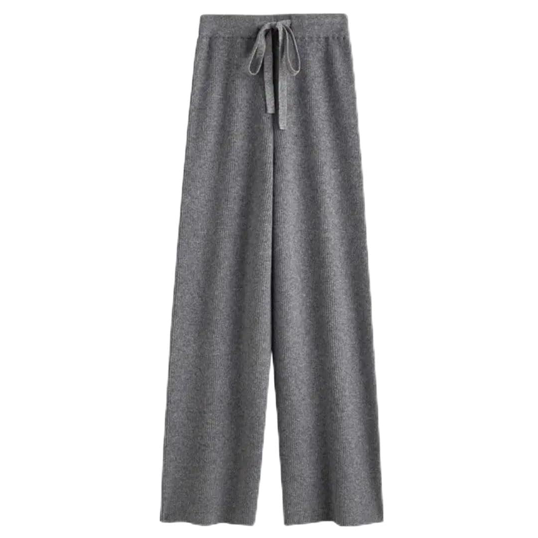 Pantaloni invernali da donna a gamba larga in cashmere a vita alta allentati a goccia lavorati a maglia dritta pantaloni per ciclomotore