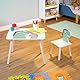 Relaxdays Kindersitzgruppe, Dino-Design, Kindertisch mit Stuhl, Mädchen & Jungen, Sitzecke für Kinderzimmer, weiß/grün