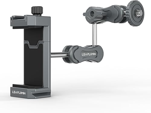Soporte de teléfono de aluminio para trípode, soporte de trípode de teléfono ajustable con zapata fría y placa de liberación rápida Arca Suiza,