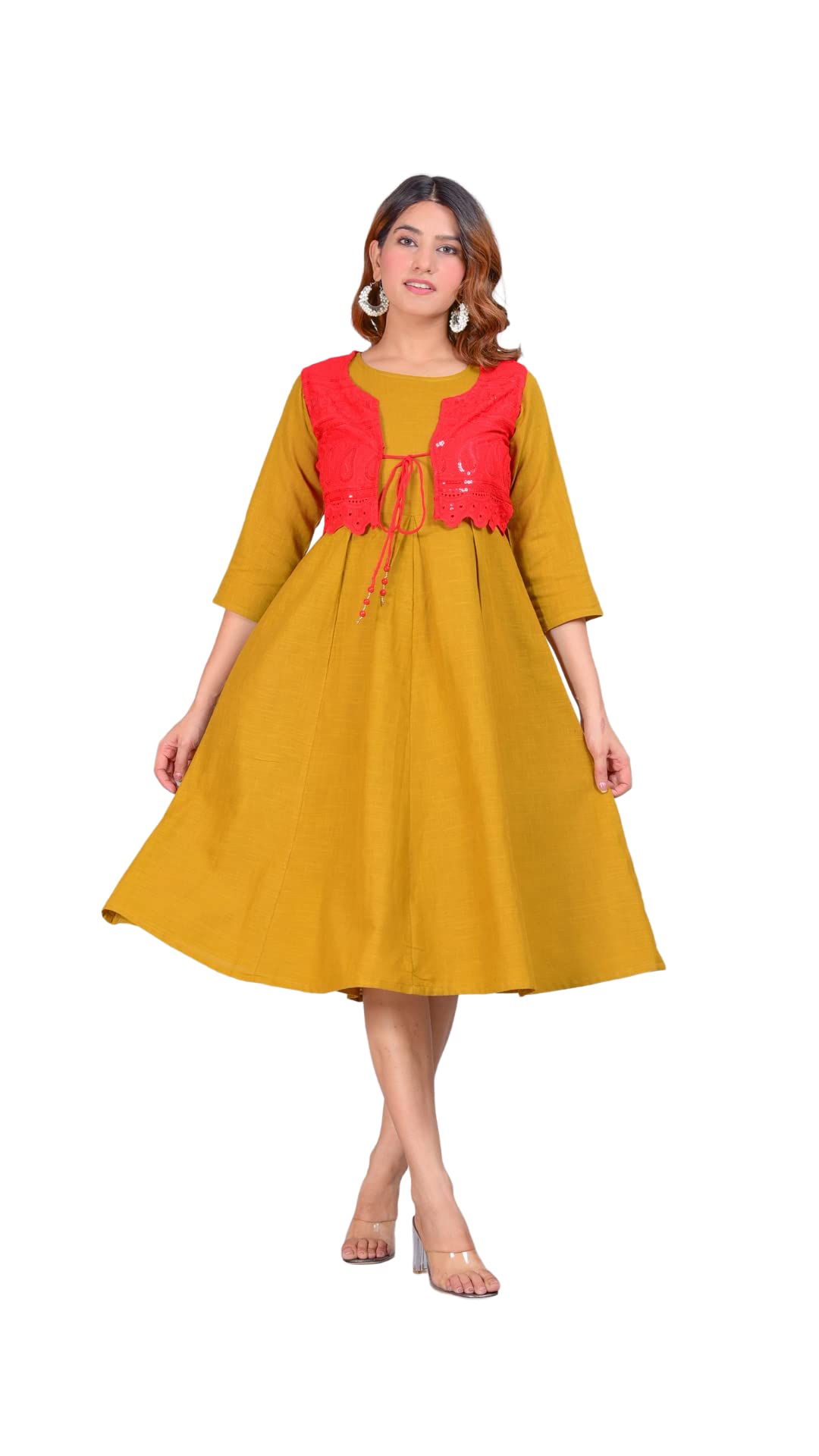 pious LibasWomen's Cotton Anarkali Stylish Kurti with Jacket(P183KRJKT)