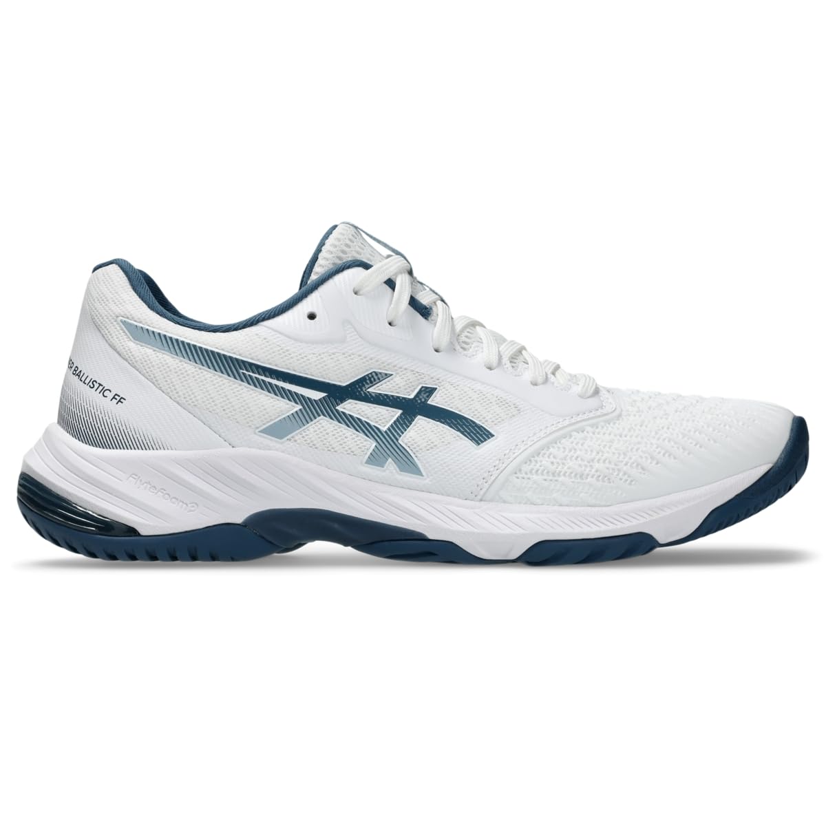 Asics Men's Netburner Ballistic FlyteFoam 3 Volleyball Shoes, 6, White/Vintage Indigo