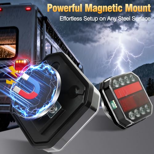 Image of Magnetic Wireless Trailer Lights, Rechargeable LED Tow Lights Kit