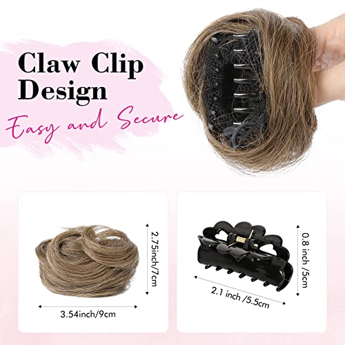 REECHO 2 PCS Mini Claw Clip in Messy & Cat Ears Hair Bun Extensions Wig Accessory Updo Hairpieces for Women Girls (Pack of 2-3.5" Wavy - Image 2