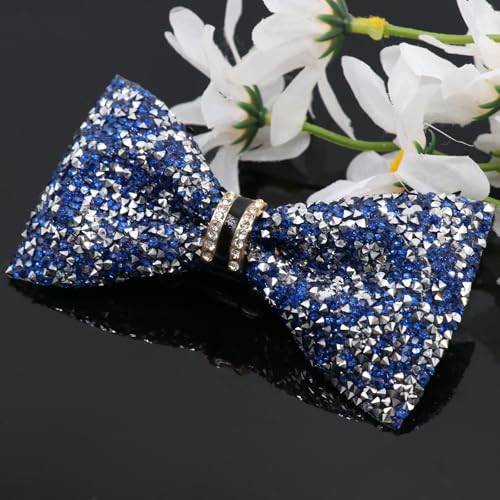 Image of Mens Rhinestone Bow Tie Pre-Tied Bow Ties for Men Adjustable Sparkle Sequin Bowtie Party Wedding