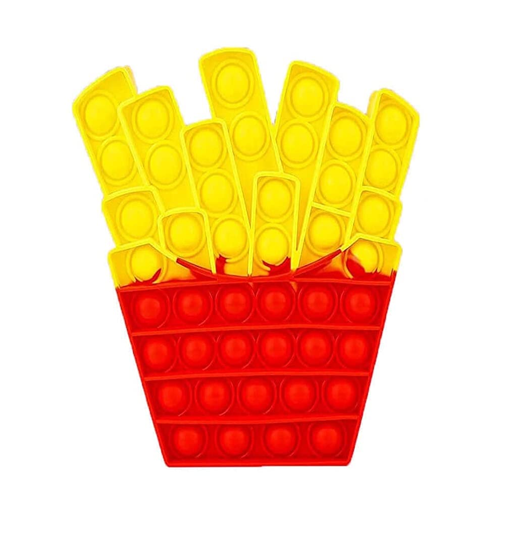 FunBlast Pop It Fidget Toy, Autism Special Needs Silicone Stress Reliever, Squeeze Sensory Toy (French Fry)