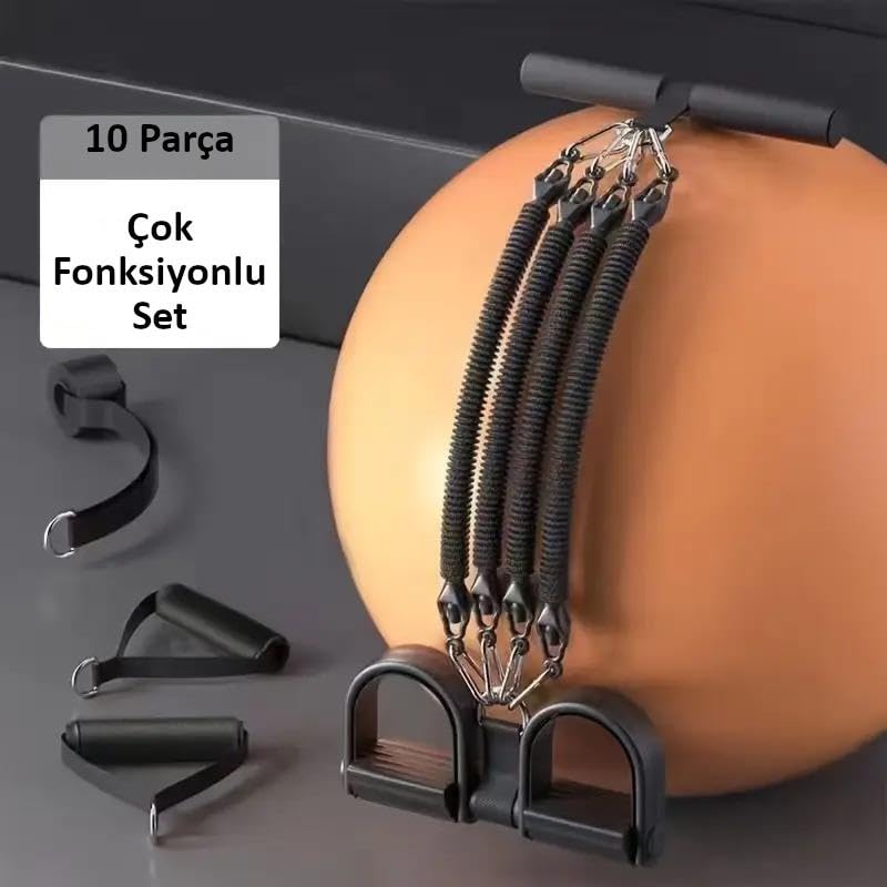 Valkyrie Çok Fonksiyonlu 10 Parça El Ayak Göğüs Kapı Yayı Egzersiz Fitness Spor Seti