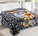 Nestl 9 Lbs Velvet Fleece Blanket for Winter - 2 Ply Heavy & Warm Korean Style Bed Blanket - Reversible Printed Raschel Queen Size Blanket - Wrinkle & Fade Resistant - 79 x 94 Inches - Grey