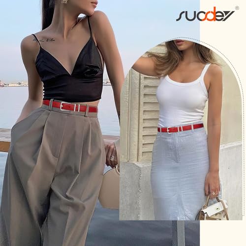 SUOSDEY Womens Skinny Leather Belt Solid Color Waist Belt with Pin Buckle for Jeans Dress Pants2