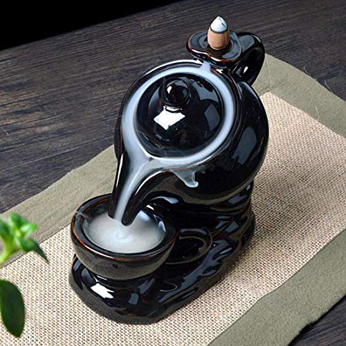 Image of CRAFTAM Fountain Smoke Backflow Incense Holder with10 Incense Cone Decorative Showpiece