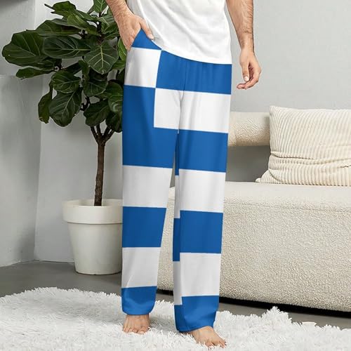 Flag of Greece Pajama Pants for Men Women Printed Sleep Pants Soft Lounge Sleepwear Bottom with Pockets4