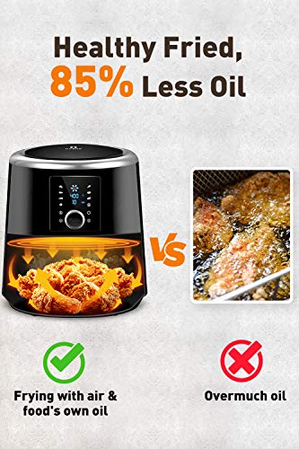 OMORC Habor Air Fryer, 6 Quart Pot & 5.8QT Basket, 1800W Fast Large Hot Air Fryers & Oilless Cooker w/Presets, LED Touchscreen(for Wet Finger)/Roast/Bake/Keep Warm, Suitable for Dishwasher, Nonstick - Thumbnail 4