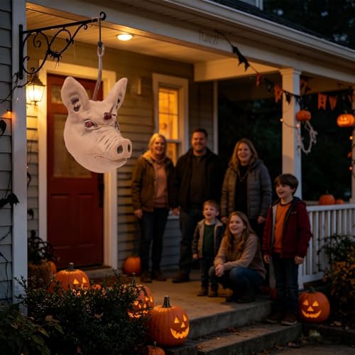 Farce et attrape d'Halloween avec cet ornement de tête suspendu
