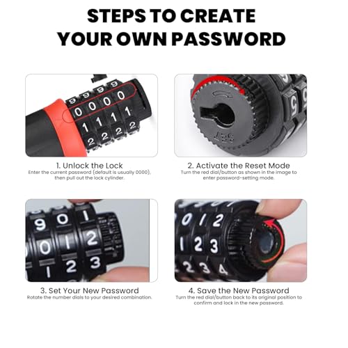 Image of Allextreme Heavy Duty Anti Theft Stainless Steel Chain Lock with 4 Digit Security Resettable Combination Number Locks Multipurpose Use for Bike Bicycle Helmet (Pack of 1, Black)