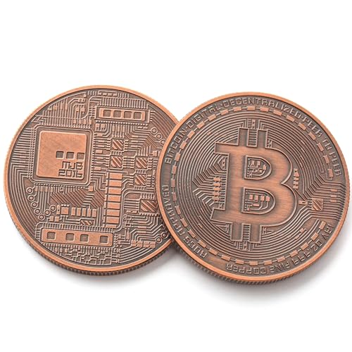 Bitcoin Copper Coins – 2 Pcs 1 oz .999 Pure Physical BTC Tokens | Commemorative Collectible Gift Set in Display Case | Unique Crypto Souvenir for Men, Women & Collectors | Perfect for Gifting