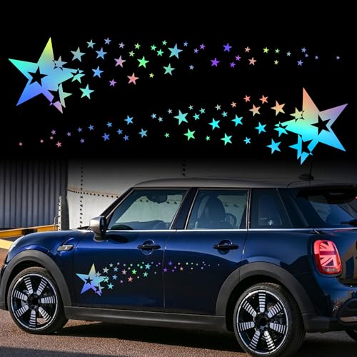 Image of TOMALL 1 Pair 62.6'' Stars Graphics Vinyl Decals for Car Body Door Sides Universal Waterproof Stars Stickers Decoration for Vehicles SUV Truck Off-Road Home Wall (Gradient)
