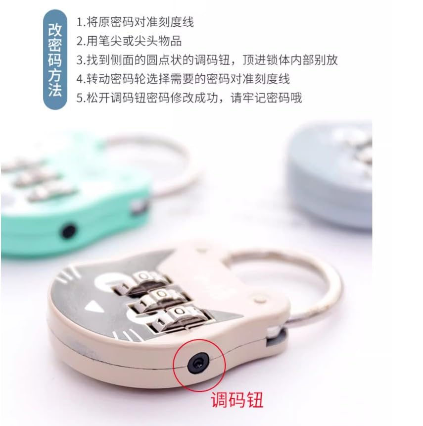 Image of Green 3 Digit Combination Padlock Hard Stainless Steel High Strength Luggage Suitcase Locker Room Padlocks Number Password Lock for Dorm Drawer, Padlocks and Hasps, Combination Locks