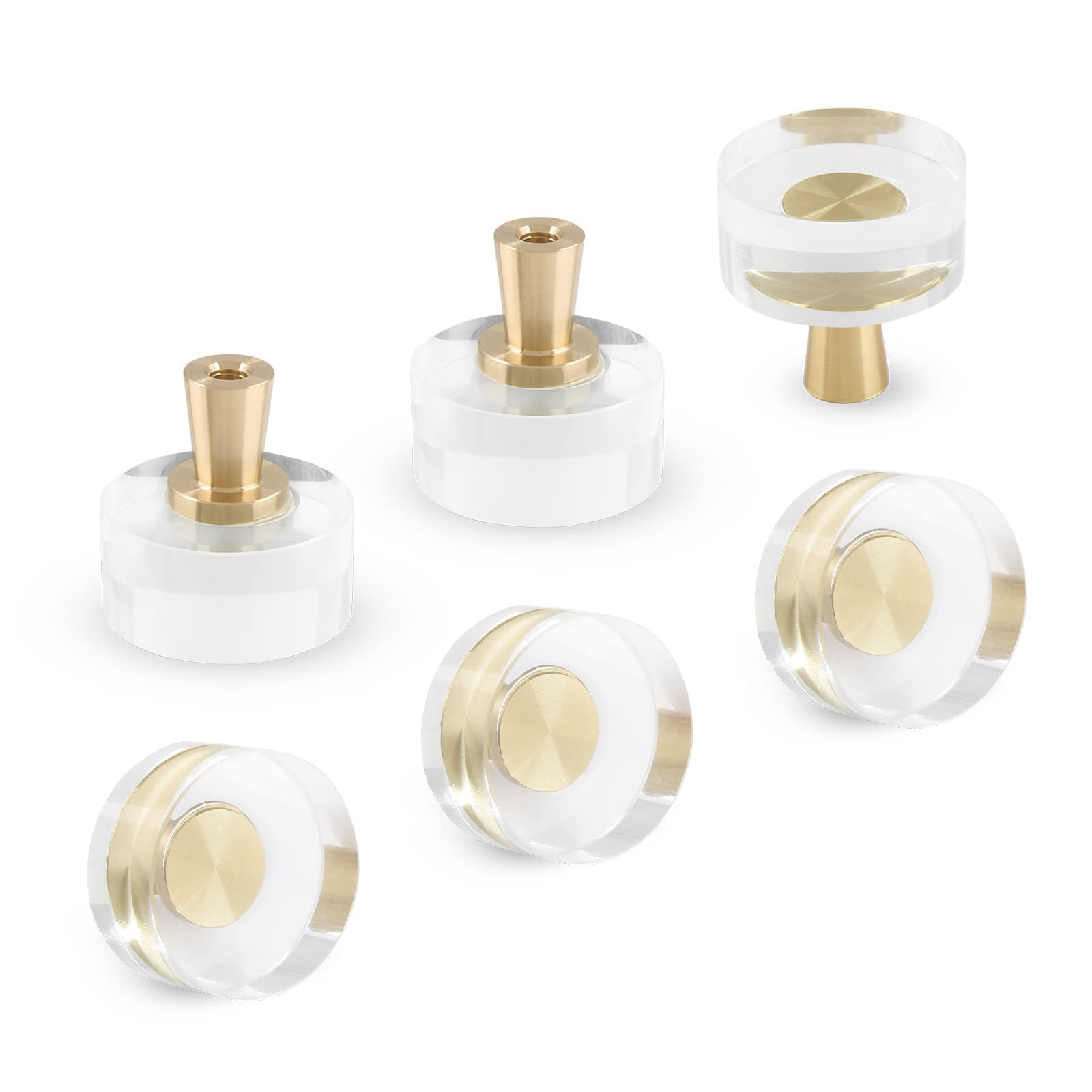 Jersvimc 6Pcs Acrylic Round Cabinet Knobs - Gold Lucite Knobs, Clear Glass Dresser  Pulls Crystal Decorative Draw Knob Luxury Vanity Knob Solid Brass Furniture  Pull for Cupboard Kitchen Drawer - Amazon.com