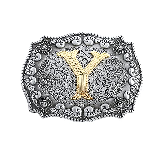 Image of HUABOLA CALYN Belt Buckle Men, Western Cowboy Rodeo Small Alphabet Letter ABCDMRJ to Z Initial Belt Buckles for Women