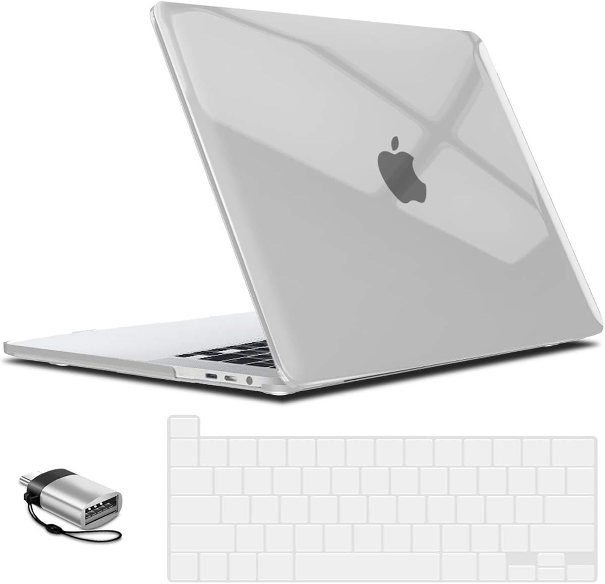 IBENZER Compatible with MacBook Pro 16 Inch Case A2141 Release 2020 2019, Hard Shell Case with Keyboard Cover & Type C Adapter for Old Version Mac Pro 16’’, Crystal Clear, T16CYCL+1TC
