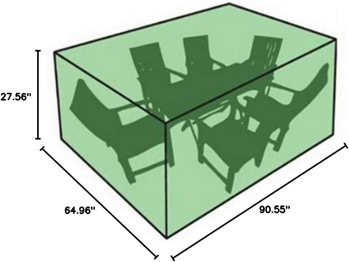 Rectangular Patio Table Chair Set Cover - Sun Block Waterproof Snowproof Windproof Dustproof Furniture Cover Green (230x165x70cm)
