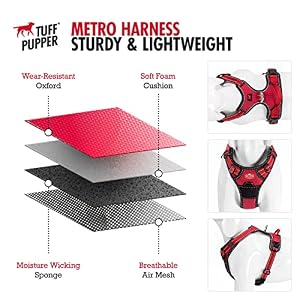 Tuff Pupper Anti Pull Heavy Duty Dog Harness, Easy Walk Front & Back Leash Clips, Strong Safety Handle, Reflective Vest, Comfortable Padded Training Harness, Small Medium Large Dogs (Small, Red) Tuff Pupper Anti Pull Heavy Duty Dog Harness, Easy Walk Front & Back Leash Clips, Strong Safety Handle, Reflective Vest, Comfortable Padded Training Harness, Small Medium Large Dogs (Small, Red)