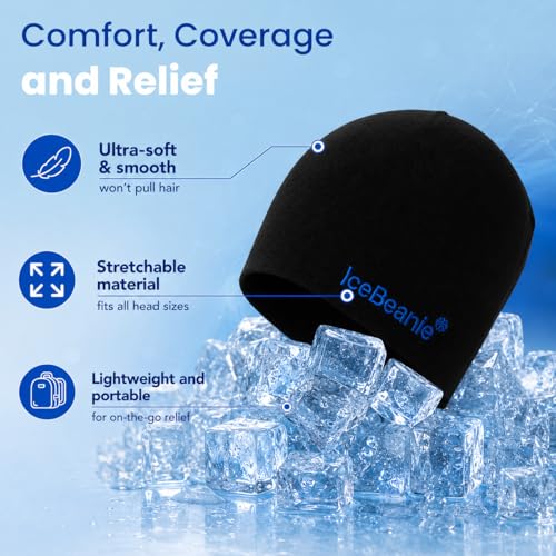 Image of IceBeanie Migraine Relief Cap, As Seen on Shark Tank, Soft & Stretchy Gel Tension Headache Relief Cap, Extended Cooling Hangover Ice Hat, Odorless Head Wrap Ice Pack Wrap, Headache Migraine Mask