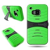 HTC One M9 Case, CoverON (Neon Green) Kickstand Hybrid, [Impact Shield] [Tough Full Body] [Shockproof] Titan Armor Series Drop Protection Phone Cover for HTC One M9