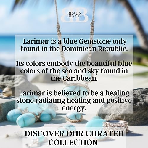 Beaux Bijoux Sterling Silver Larimar Blue Earrings for Women - Natural Larimar Jewelry - Beautiful Blue Larimar Stones - Round Hypoallergenic Stud Earrings - Unique Larimar Earrings4