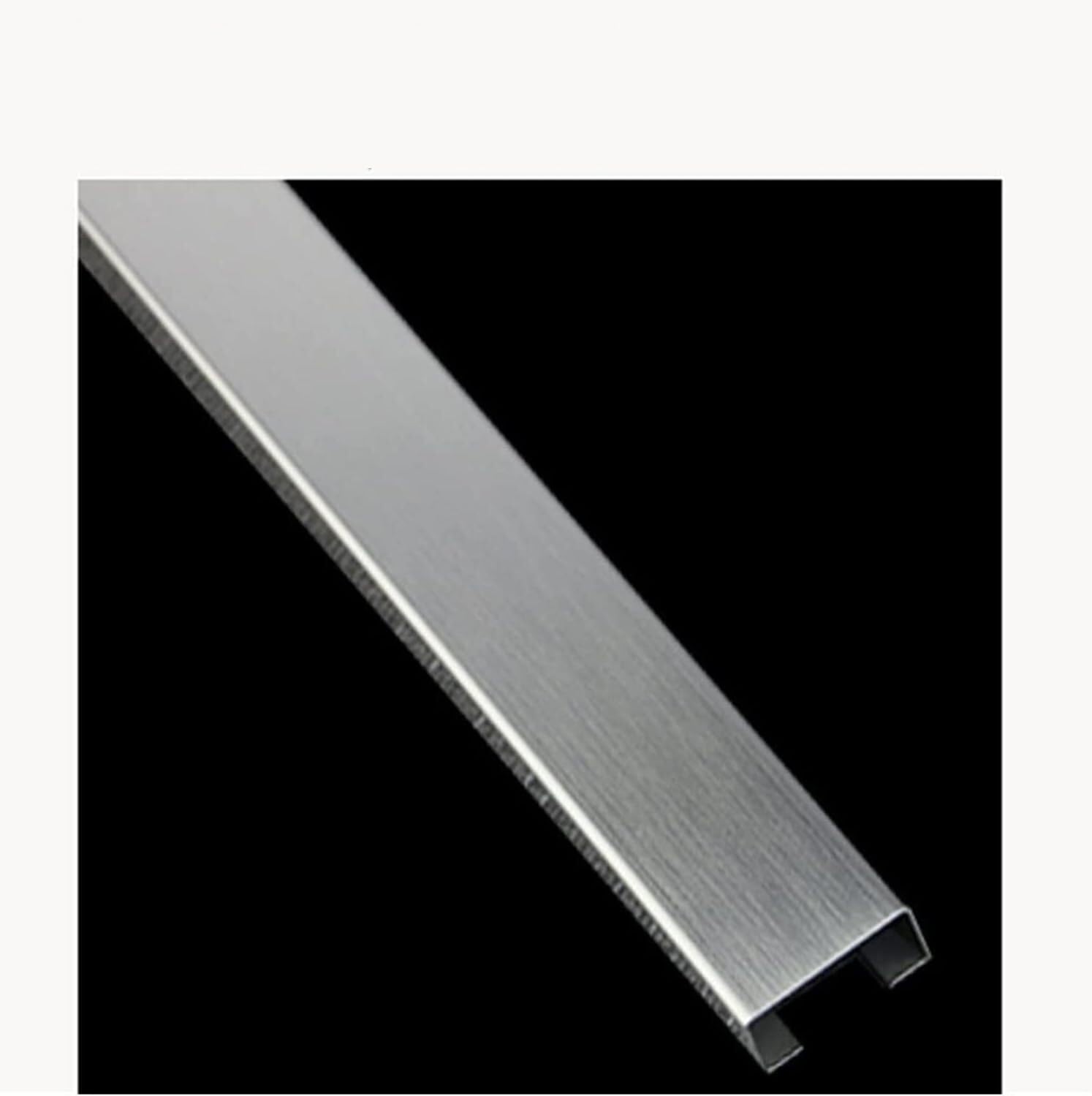 Edelstahl-Kabelkanal, Kabelkanal, quadratischer, robust, trittsicher, 1 m lang, verspiegelt/gebürstet, zwei Optionen, 11 Farben(Brushed Silver,24 * 12mm)