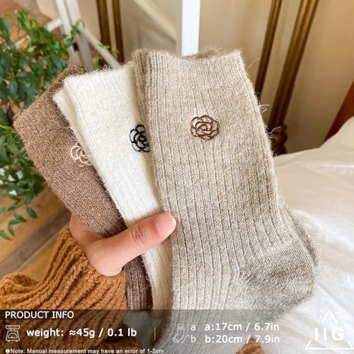 Image of IIG Cute Warm Wool Socks for Women Super Cozy Thick Crew Winter Socks Gifts, 5 Pairs