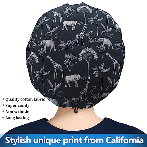 Image of ABAMERICA Bouffant Caps with Button and Sweatband, Adjustable Scrub Caps for Women Men, One Size Multi Color