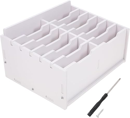 Angoily Soporte para teléfono celular de 12 rejillas para aula, caja de almacenamiento para teléfono celular, calculadora de madera, soporte para