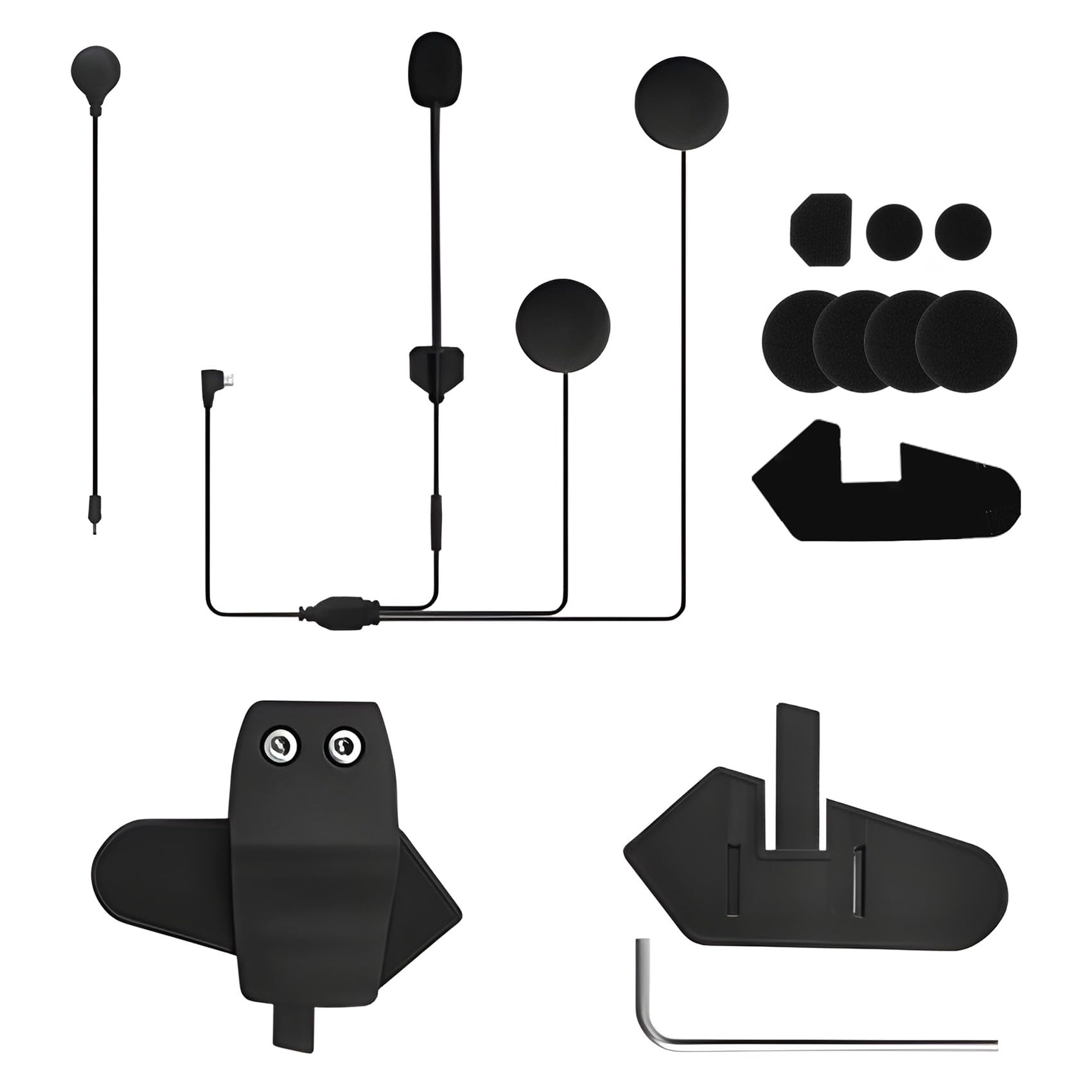 Accessori Interfono Moto H9 - Set di Microfono e Altoparlanti per Casco con Kit di Montaggio - Due Tipi di Microfono Inclusi