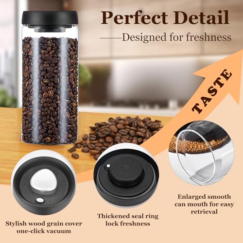 HelpyLife Vacuum Glass Jar with Airtight Lid,1800ml/61floz Borosilicate Glass Coffee Canister Container,Perfect for Coffee Beans & Grounds,Loose Leaf Tea,Candy,Sugar,Nuts,Spices - Image 4